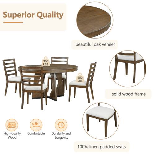 Superior Quality

beautiful oak veneer

300 LBS

250 LBS

solid wood frame

High-quality

Comfortable

Durability and Longevity

100% linen padded seats