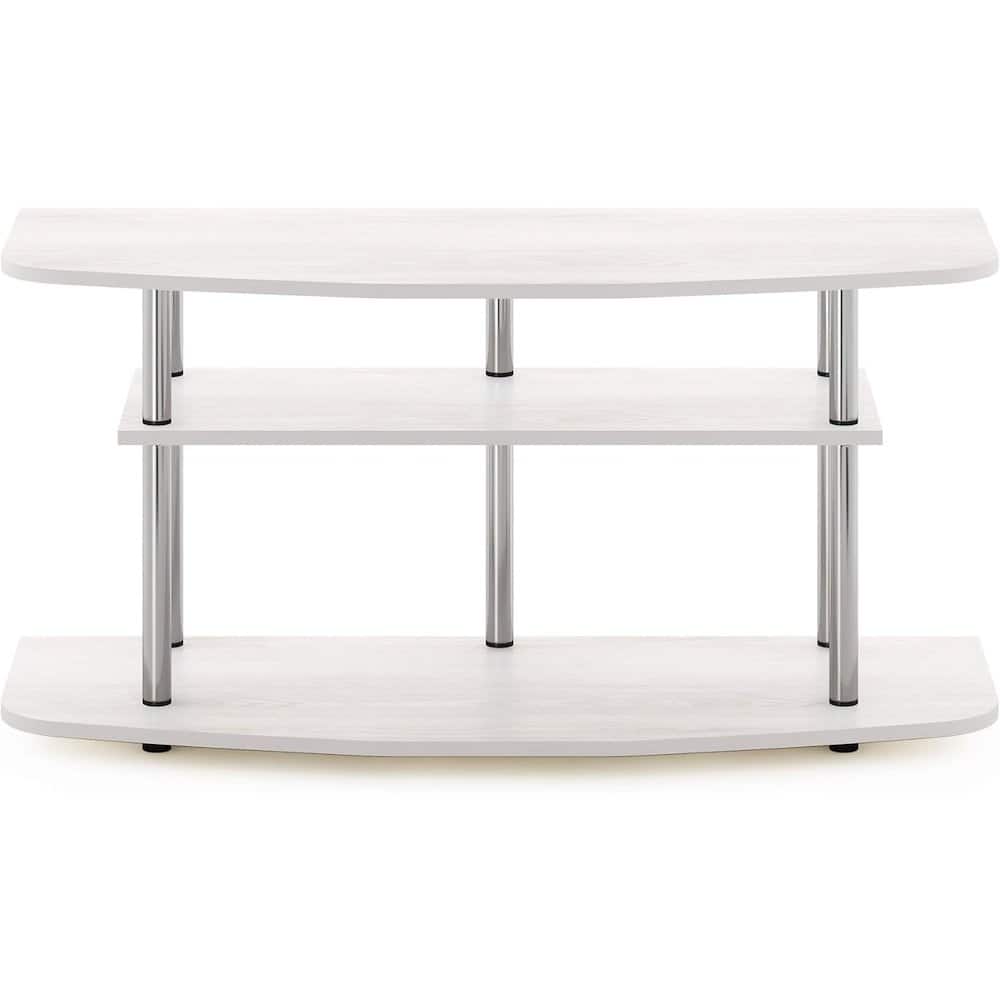 FurniFact - White Wood 50 Inch TV Stand with 3-Tier Shelves, Modern TV Console - Brown