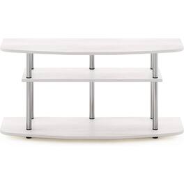 FurniFact - White Wood 50 Inch TV Stand with 3-Tier Shelves, Modern TV Console - Brown