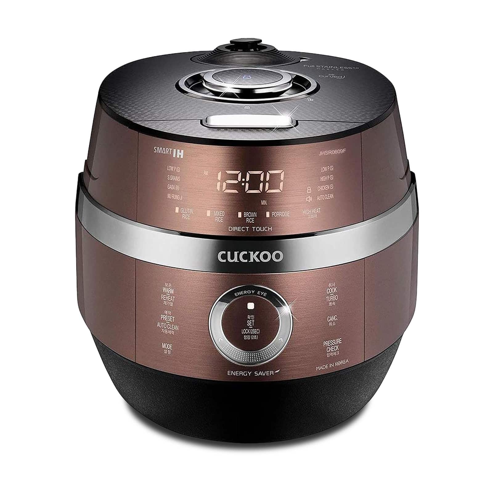 CUCKOO ELECTRONICS - Cuckoo 6 Cup Dry Induction Heating Pressure Rice Cooker with Micom Logic Tech, Nonstick Pot, Warmer, 16 Menu Modes - Copper