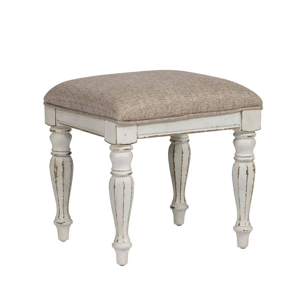 Left. Liberty Furniture Industries - Magnolia Manor Vanity Stool in Antique White - White.