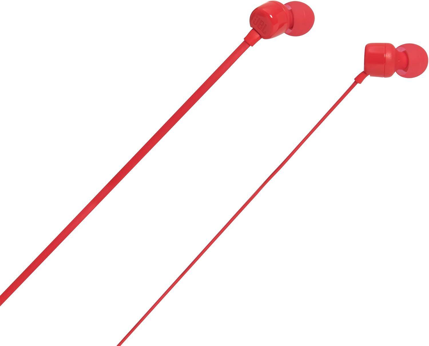 Alt View 1. JBL - JBL TUNE 110 RED In-Ear Tangle-Free Wired Headphones (Red).