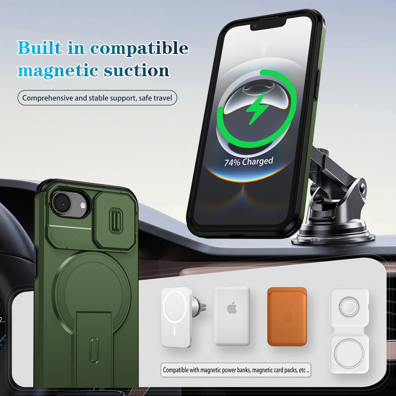 Dteck Magnetic Case for Apple iPhone 17e / 16e with Sliding Camera ...