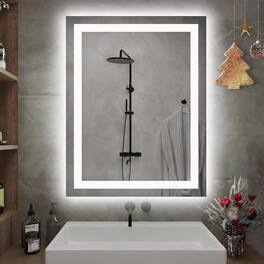 OMOMMD - Led Bathroom Mirror With Lights Anti fog Dimmable Backlit Front Lit Smart Vanity Memory Function Shatterpro - Led Bathroom Mirror (3 Light Modes) 28"L x 32"W