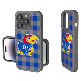 Keyscaper - NCAA - Kansas Jayhawks Plaid Soft Touch iPhone Case - 15 - Gray