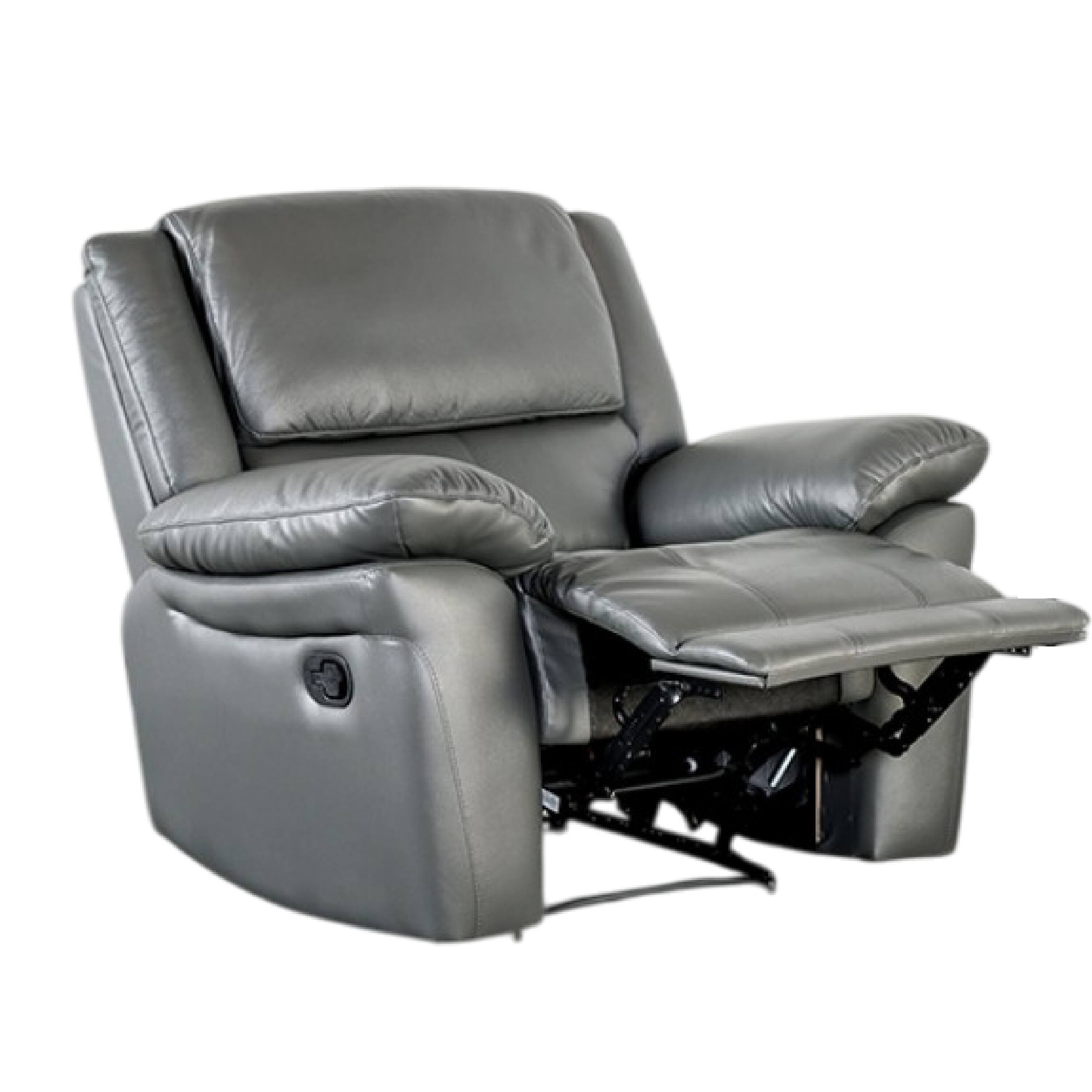 Alt View 1. Manhattan Lane - Larus Manual Recliner Chair, Pillow Top Arms, Dark Gray Leather Match - Dark Gray, Black.