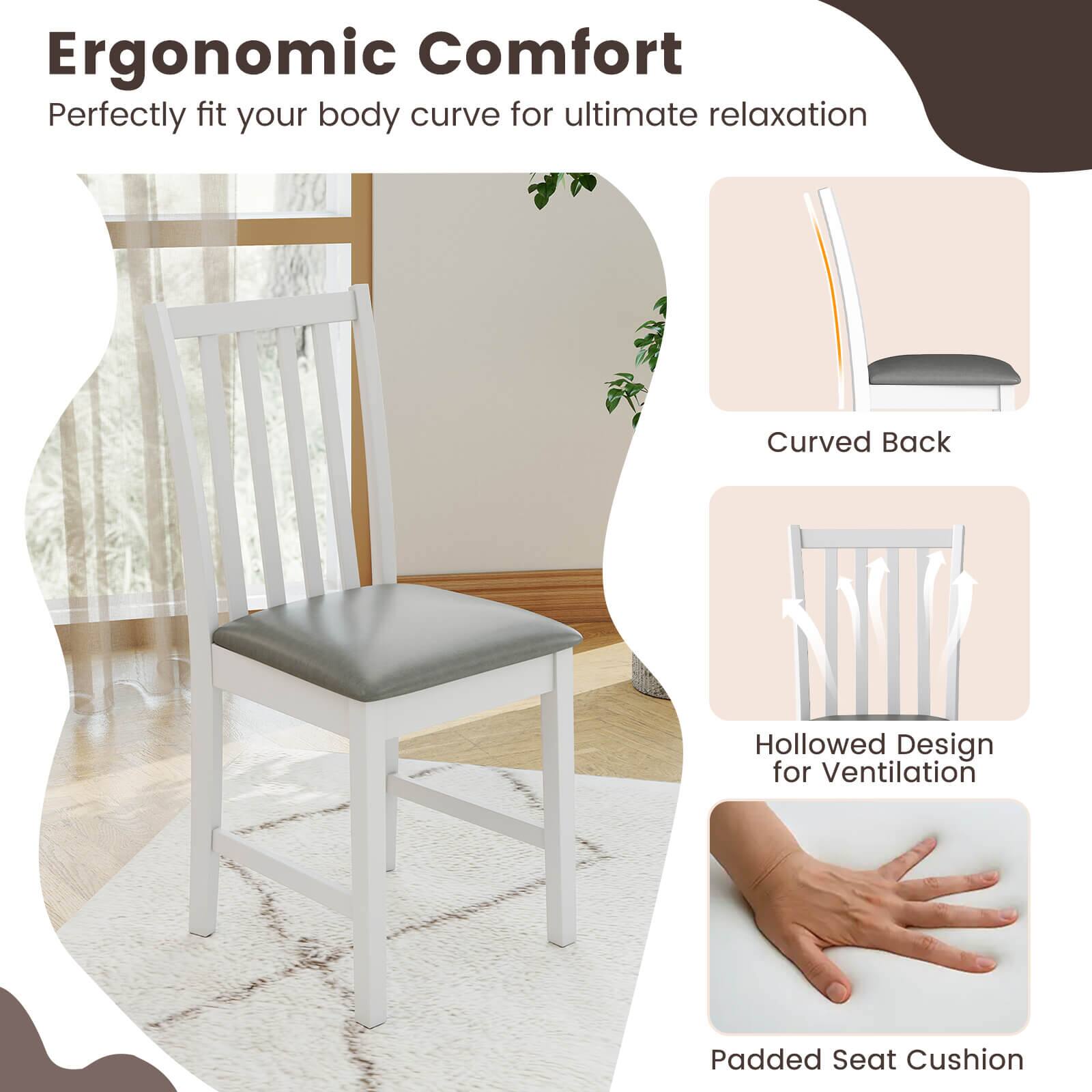 Ergonomic Comfort  
Perfectly fit your body curve for ultimate relaxation  

- Curved Back  
- Hollowed Design for Ventilation  
- Padded Seat Cushion