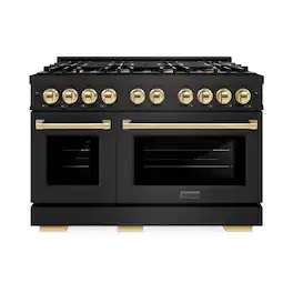 ZLINE - Autograph 48" Select Dual Fuel Range with Gold Accents (HDRBZ-48-G) - Black Stainless Steel
