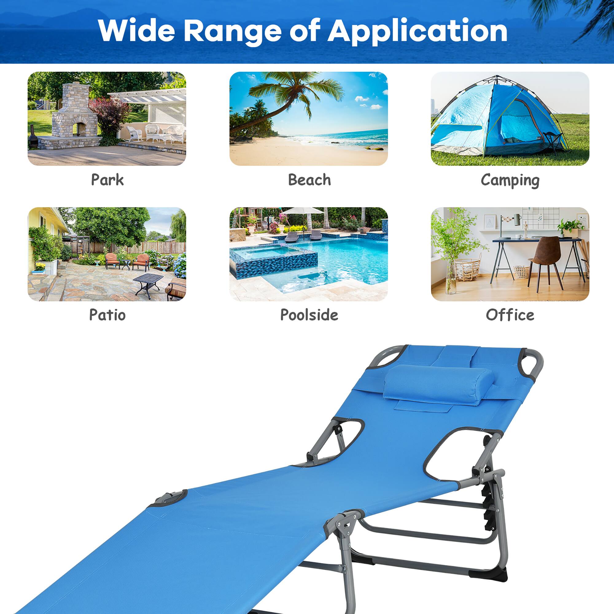 Wide Range of Application - Park, Beach, Camping, Patio, Poolside, Office