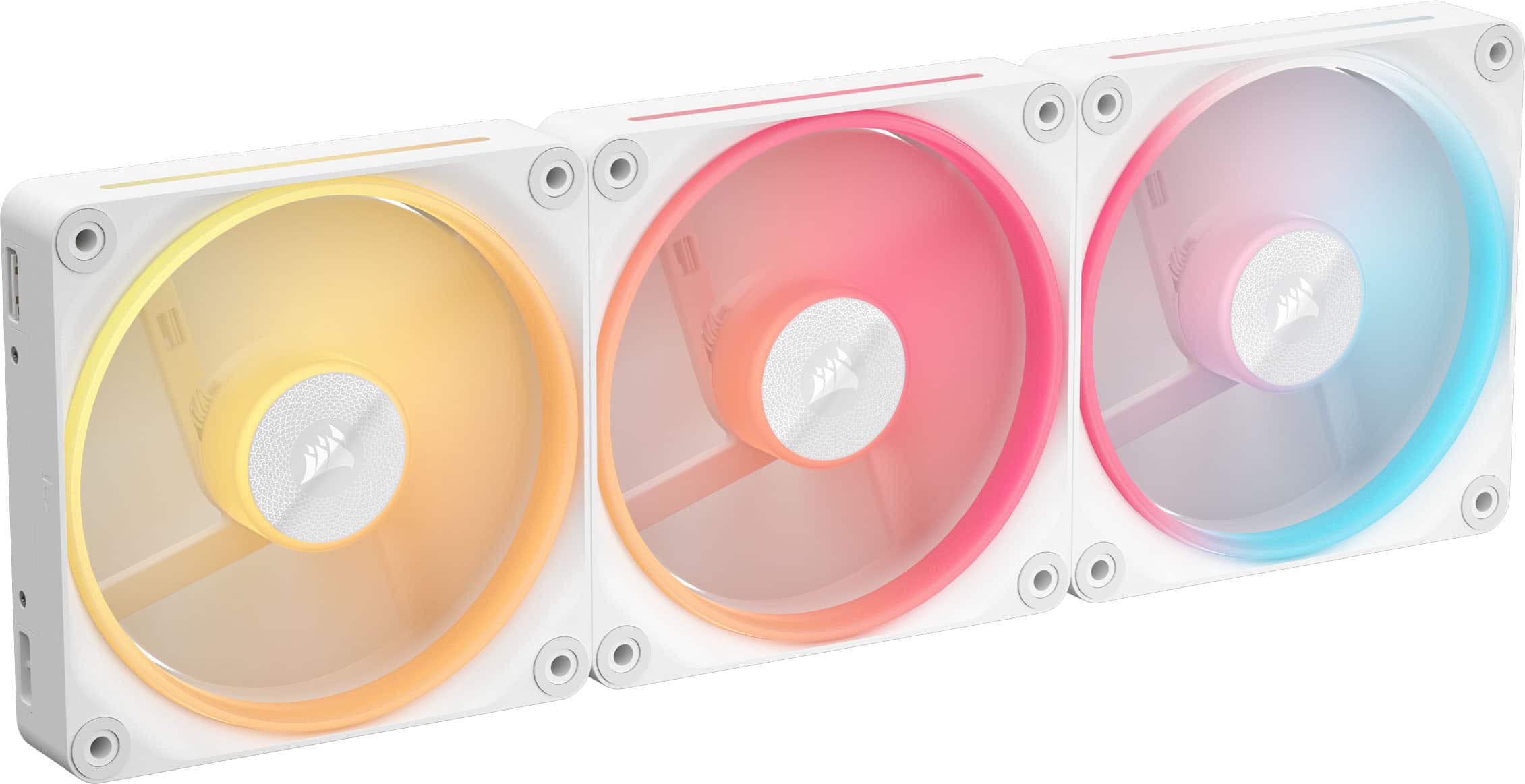Alt View 19. CORSAIR - iCUE LINK LX120-R RGB 120mm PWM Reverse Blade Computer Case Fan Starter Kit (3-pack) - White.