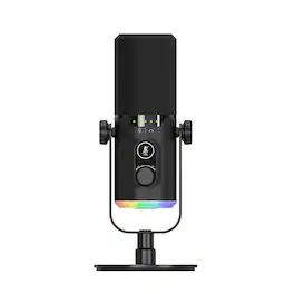 Cluzine - Dynamic Microphone RGB Cardioid USB/XLR Noise Cancelling for Podcast Gaming Live Streaming Singing - Black