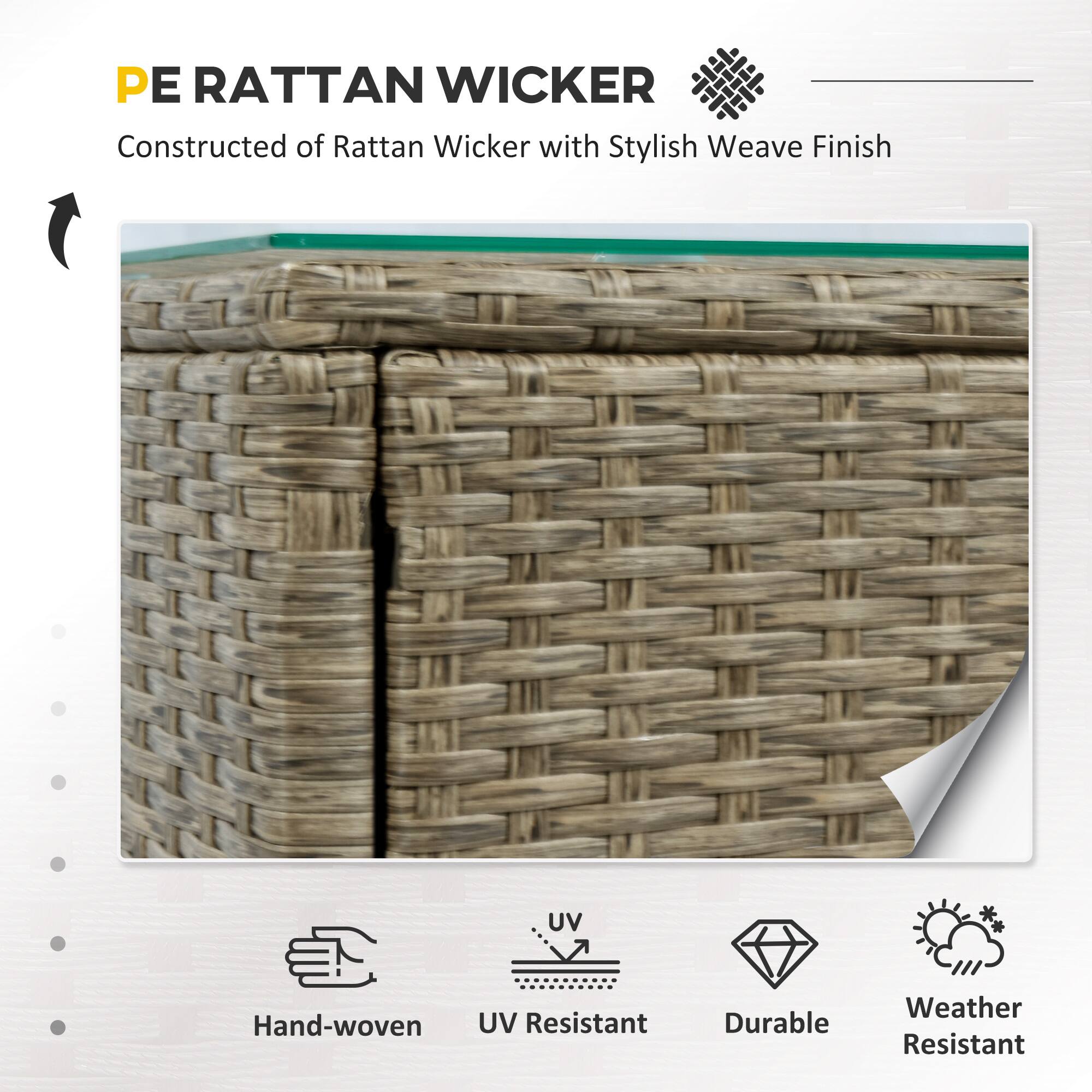 PE RATTAN WICKER  
Constructed of Rattan Wicker with Stylish Weave Finish  

- Hand-woven  
- UV Resistant  
- Durable  
- Weather Resistant
