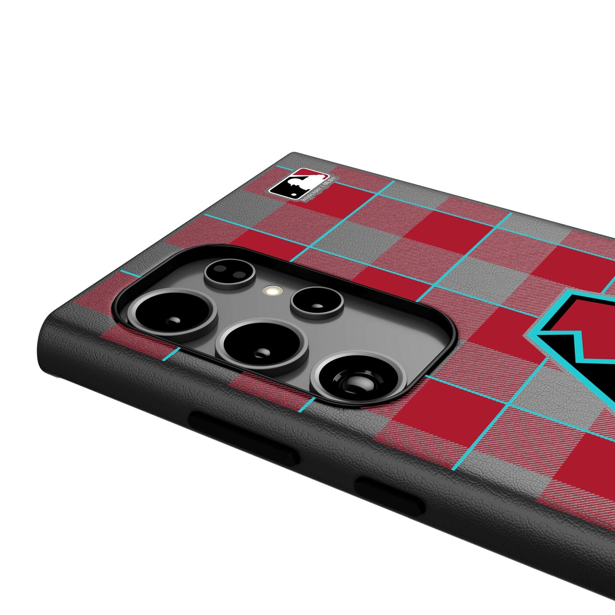 Alt View 3. Keyscaper - Arizona Diamondbacks Plaid Galaxy Magnetic Bump Case - S24 Ultra - Black.