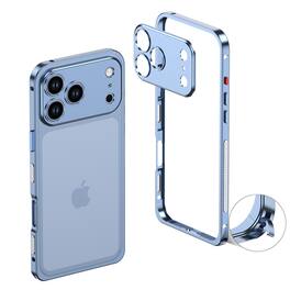 UUCOVER - Slim Metal Bumper Case for Apple iPhone 18 Pro with Metal Lens Cover, Backless Heat Dissipation Shockproof Rugged Frame - Blue