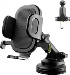 Bracketron - OneClick Ext Window, Dash & Vent Mount for most cell phones - Black - Front_Zoom