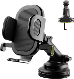 Front. Bracketron - OneClick Ext Window, Dash & Vent Mount for most cell phones - Black.