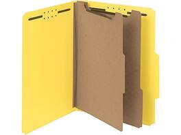Smead - 100% Recycled Heavy Duty Pressboard Classification Folder, 2-Dividers, 2" Expansion, Letter Size, 10/Box - Yellow