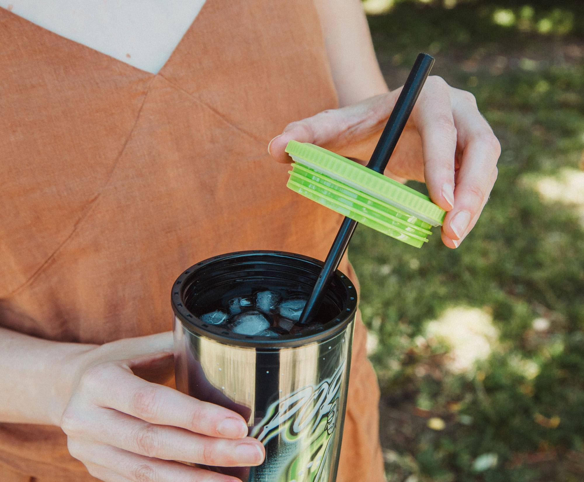 Alt View 2. Silver Buffalo - Rick and Morty "Portal Boyz" Plastic Tumbler With Lid and Straw | Hold 20 Ounces - Green.
