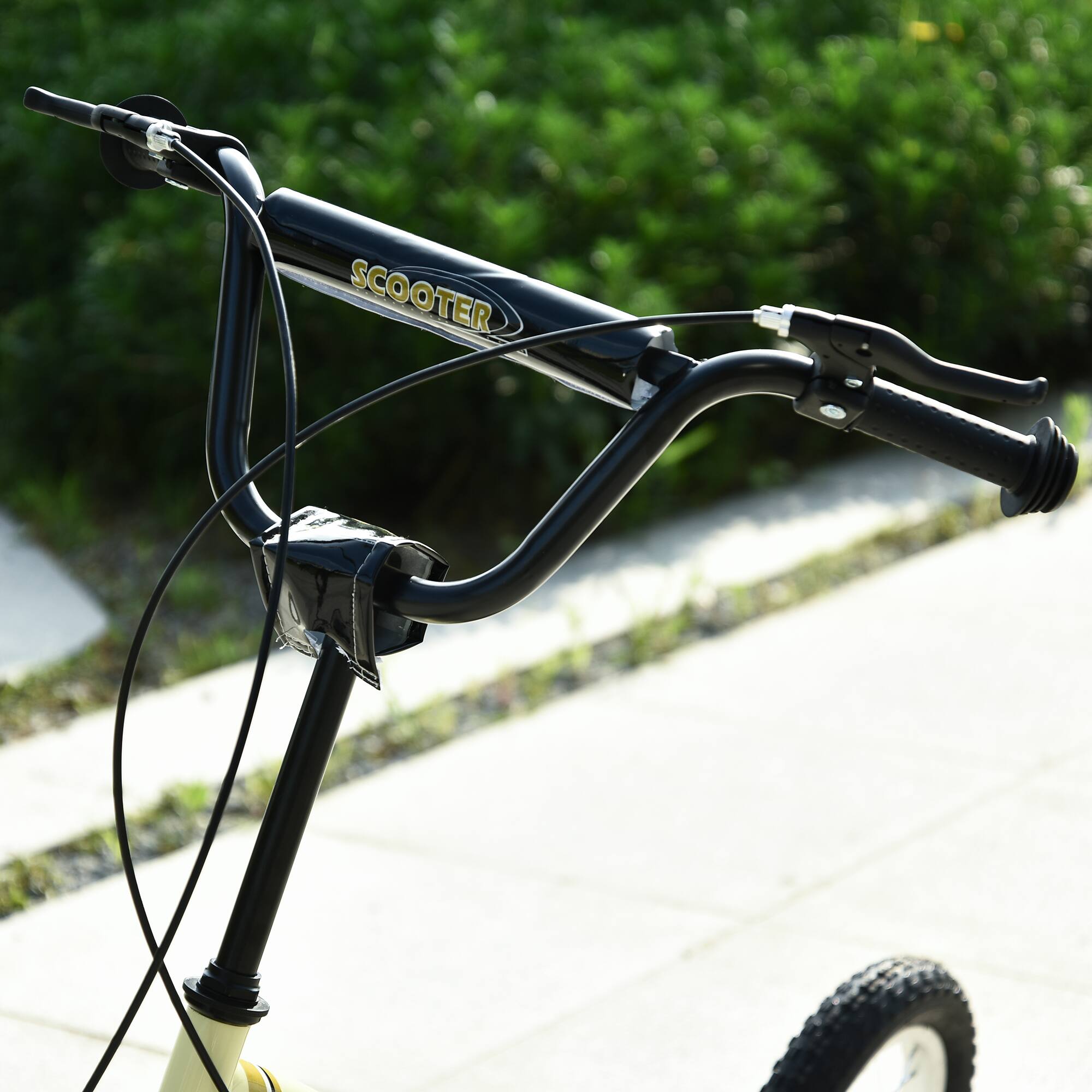 Alt View 4. Aosom - Youth Scooter with front and rear caliper dual brakes, 12-inch inflatable front wheel, ride-on toy for age 5+ - Beige.