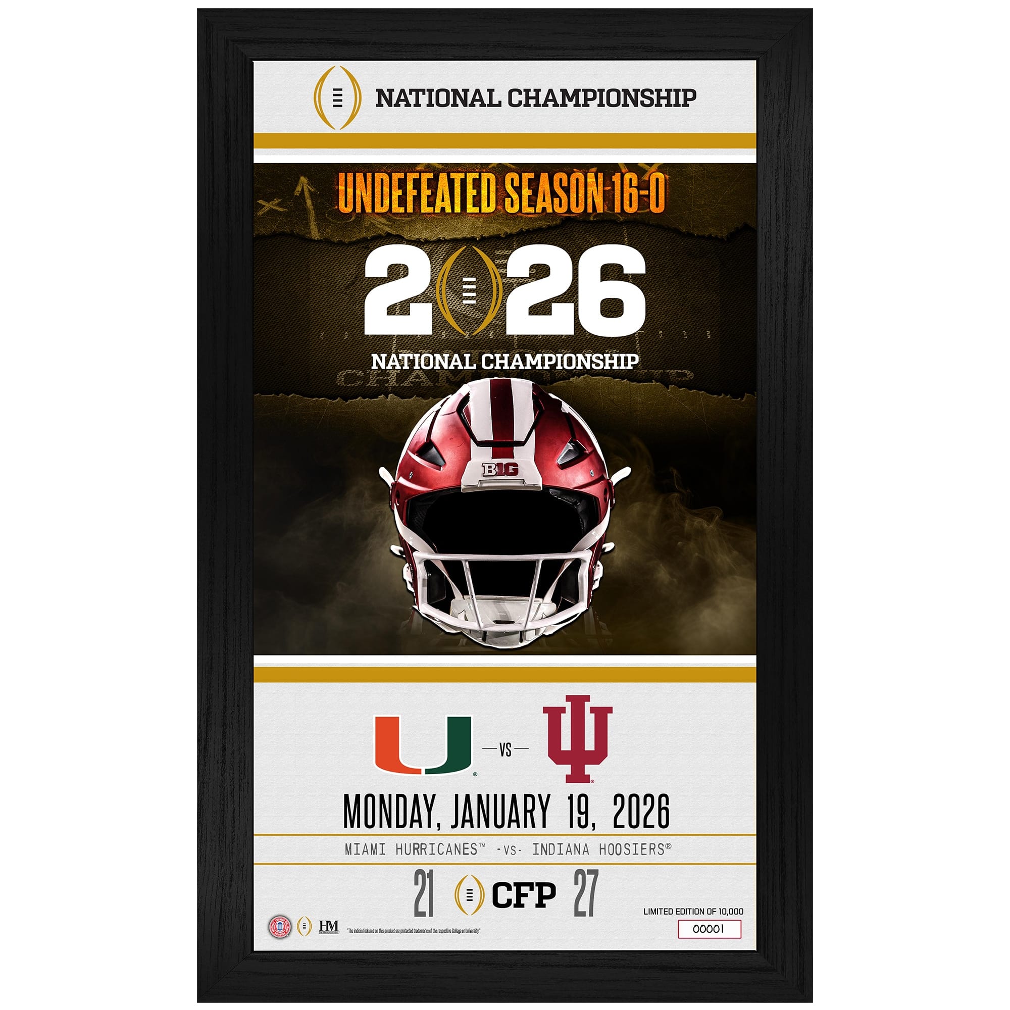Highland Mint - Indiana Hoosiers College Football Playoff 2025 National Champions 15" x 24" Game Day Framed Photo - Multicolor