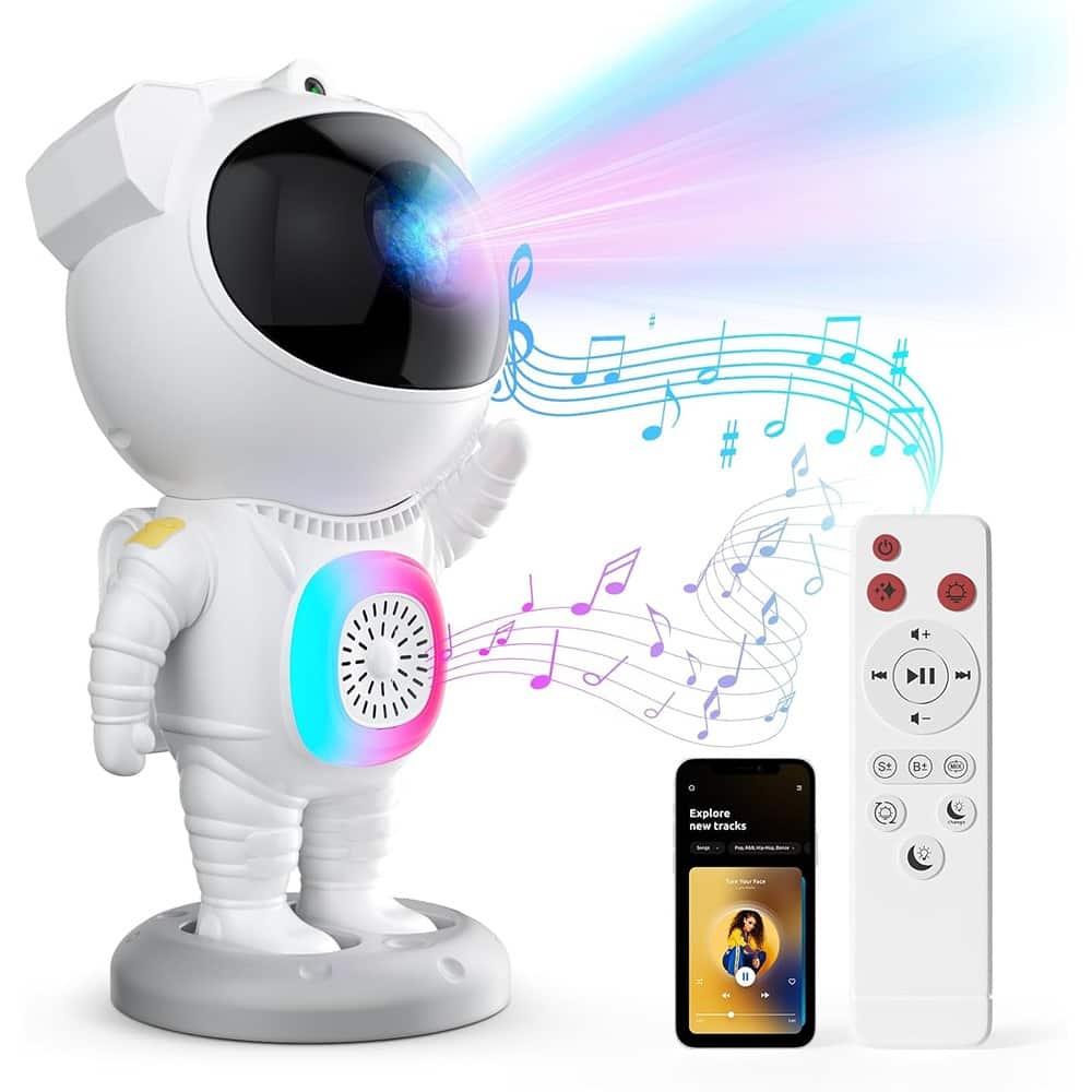 ACJPR - Astronaut Galaxy Projector, Space Projector with Bluetooth Speaker and Remote, 360° Adjustable Star Night Light for Kids