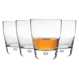 Bormioli Rocco - Rocks Glasses Set of 4, 8.75 oz Floating Bubble Base Tumblers - Clear