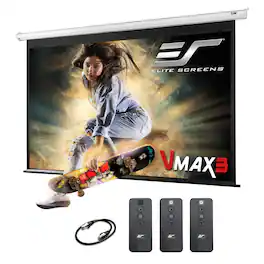 Elite Screens - VMAX3, 150"Diag,16:9,Electric MatteWhite Wall/Ceiling Mounted Drop-Down 4K Projector Screen, VMAX150XWH3 - White