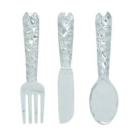 Manhattan Lane - Artistic Cutlery Wall Decor In Aluminum, Set of Three - Silver