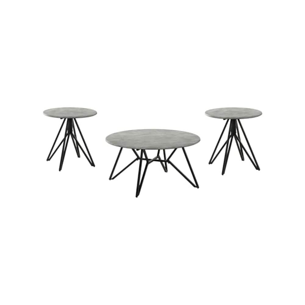 Coaster Co. of America - Hadi 3-piece Round SmartTop Coffee and End Table Set Cement - Gray