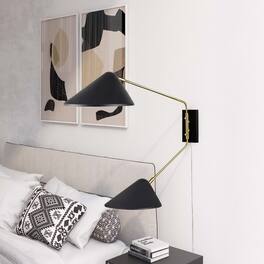Journey 2-Light Swing Arm Wall Sconce by Modway - Black