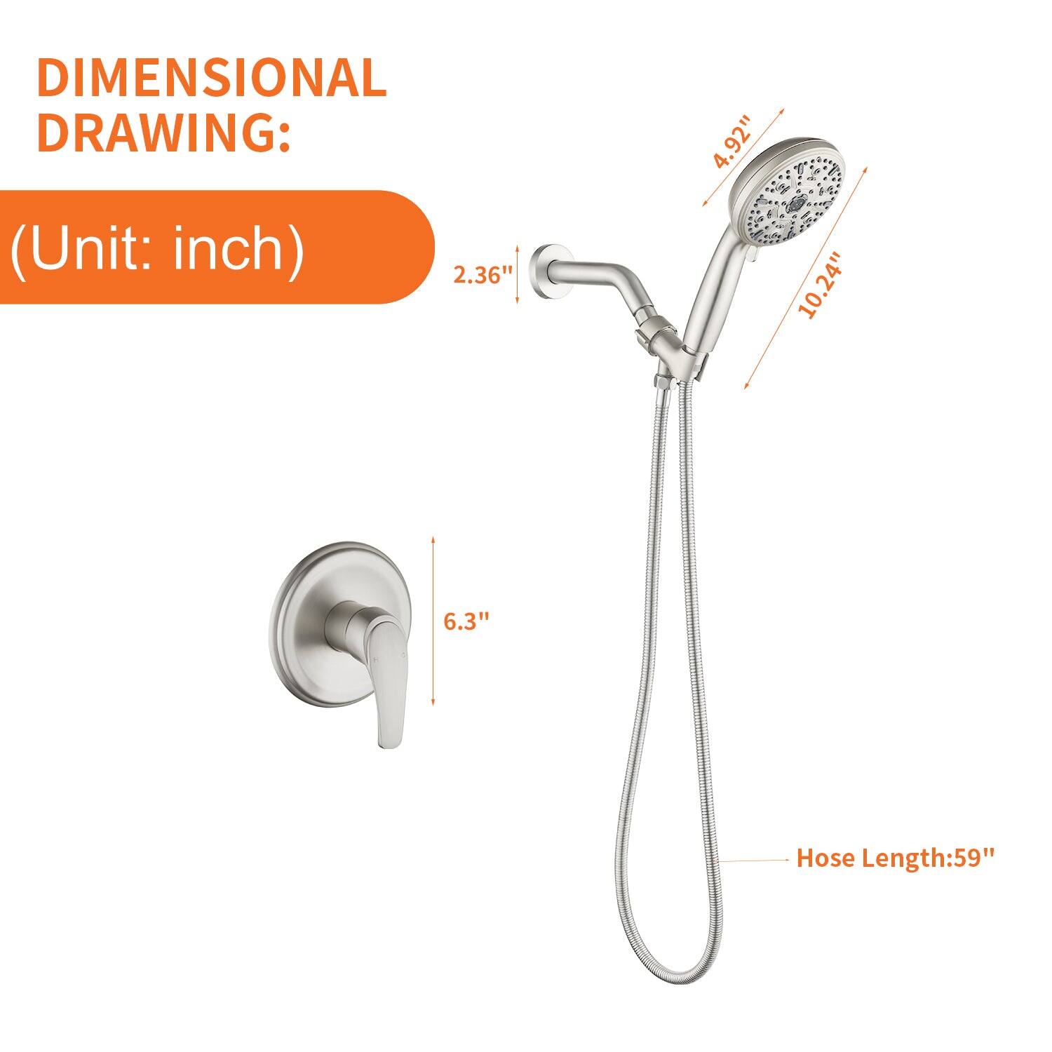 DIMENSIONAL DRAWING:  
(Unit: inch)  
- 2.36"  
- 4.92"  
- 10.24"  
- 6.3"  
- Hose Length: 59"