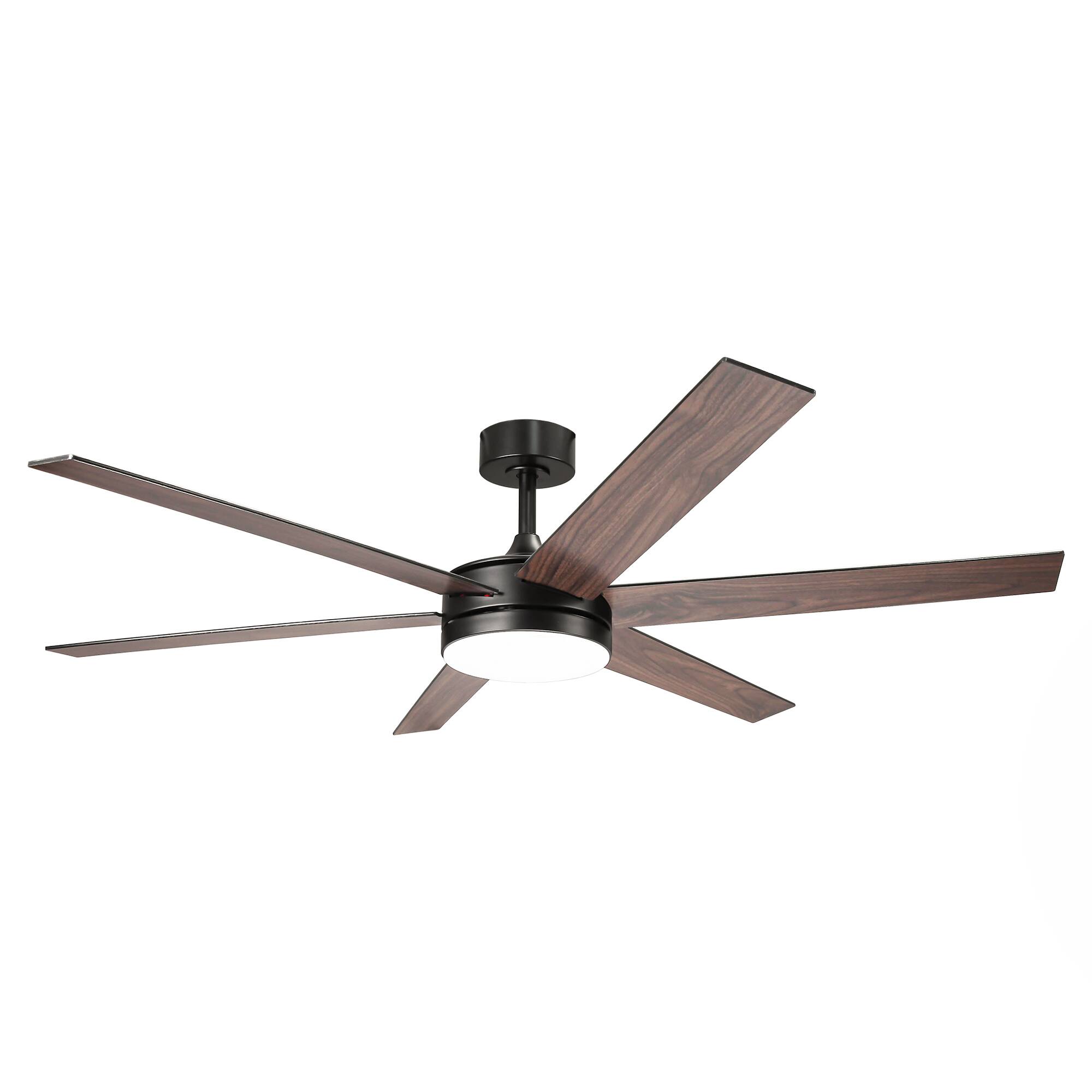 Alt View 8. Vaczon - 60" Modern Black 3CCT Integrated LED Smart Ceiling Fan with Light and APP - Black.