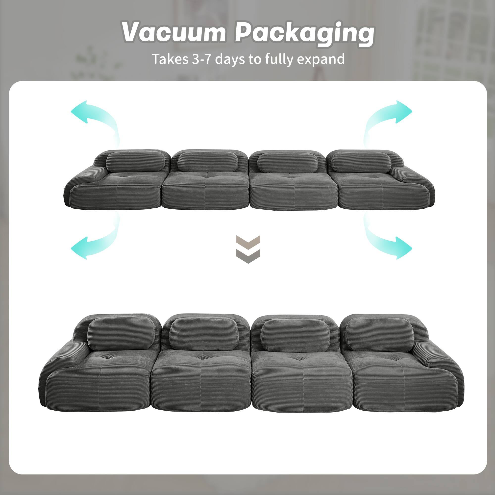 Vacuum Packaging  
Takes 3-7 days to fully expand