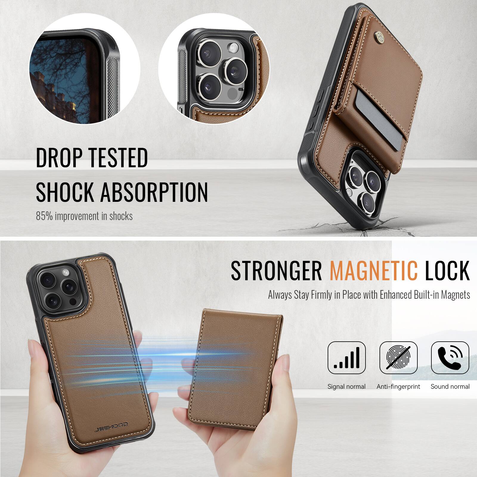 DROP TESTED  
SHOCK ABSORPTION  
85% improvement in shocks  

STRONGER MAGNETIC LOCK  
Always Stay Firmly in Place with Enhanced Built-in Magnets  

Signal normal  
Anti-fingerprint  
Sound normal