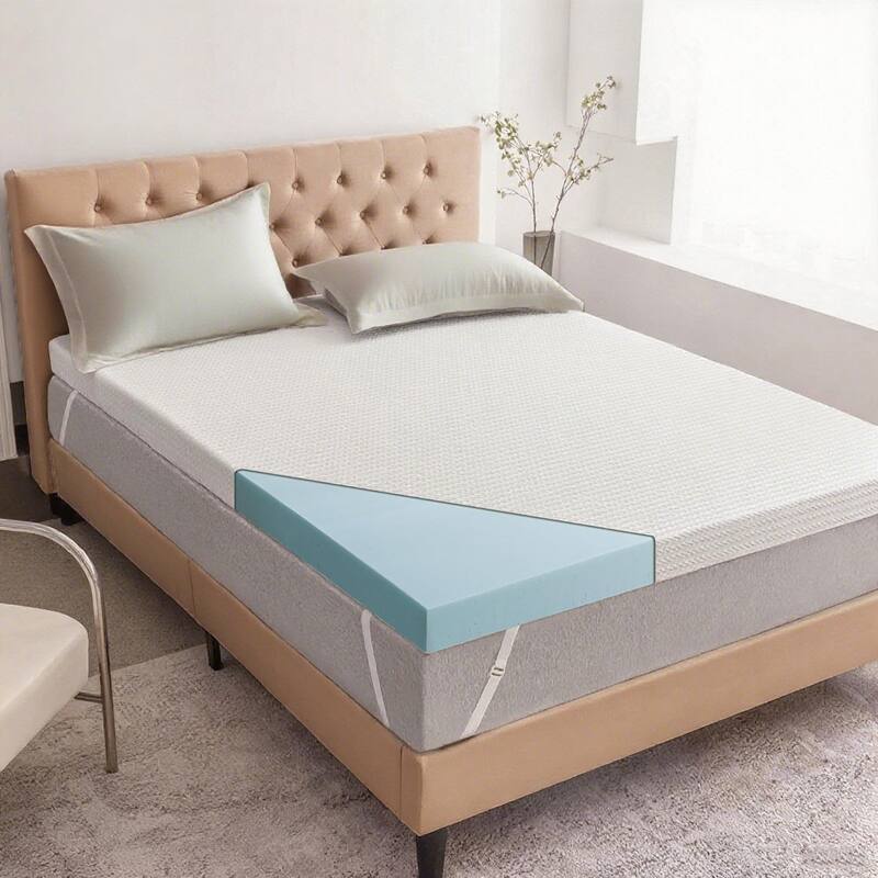 Angle. Vipbear - Vipbear Memory Foam Mattress Topper Twin 3 Inch, Breathable Bed Topper with Removable Cover, High-Density Mattress Pad - White.