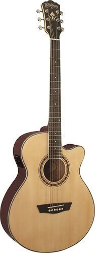 Angle Standard. Washburn - WD10 Series 6-String Full-Size Acoustic/Electric Guitar - Natural.