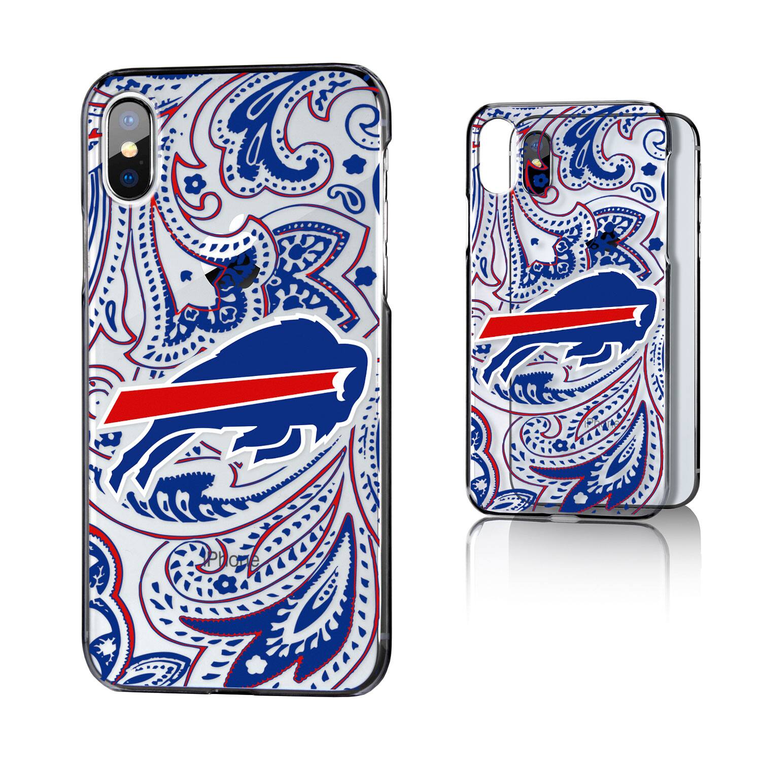 Alt View 2. Keyscaper - Buffalo Bills iPhone Clear Paisley Design Case - 15 Pro - Multicolor.