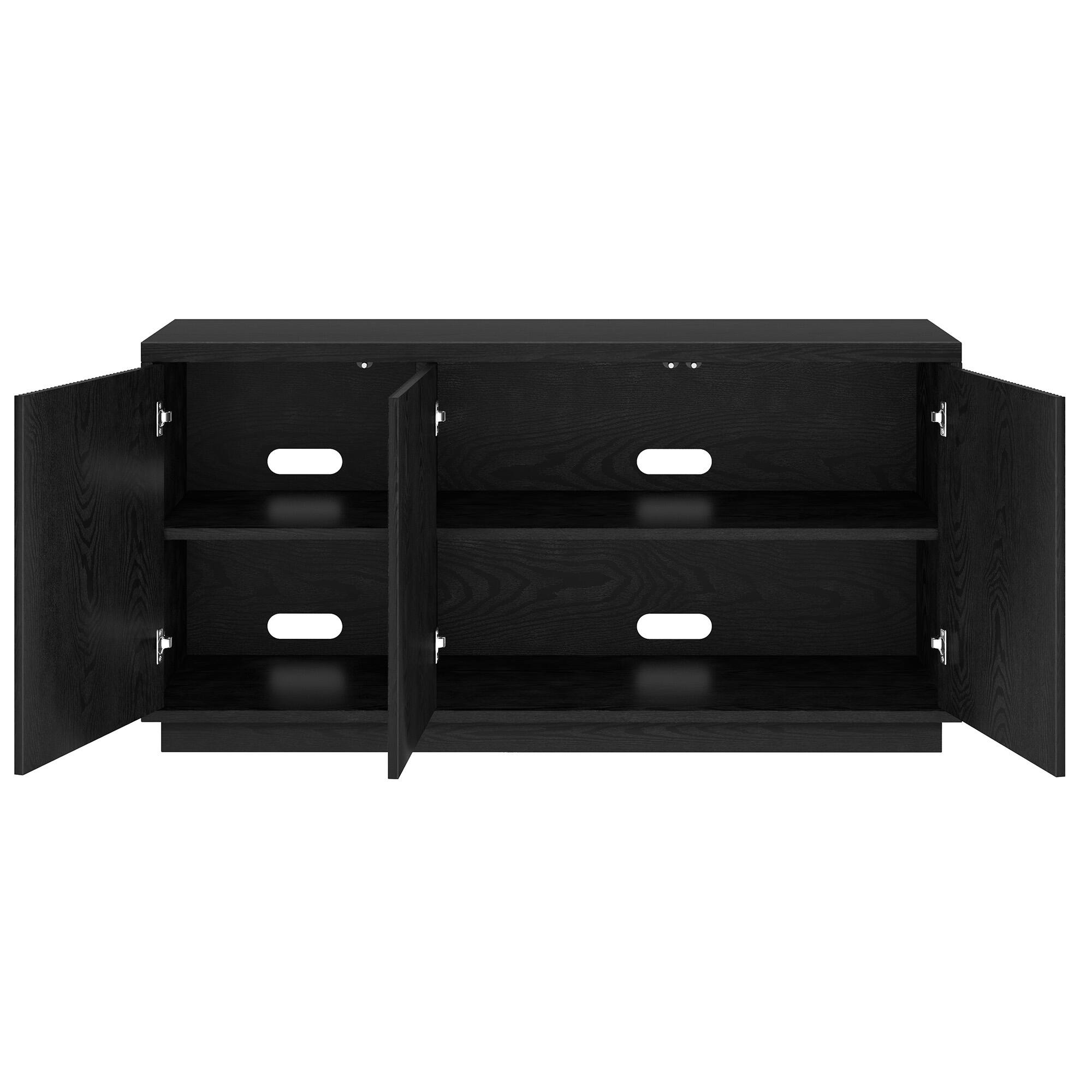 Alt View 1. Hudson&Canal - Hanson Rectangular Fluted TV Stand for TV's up to 55" in Black Grain - Black Grain.