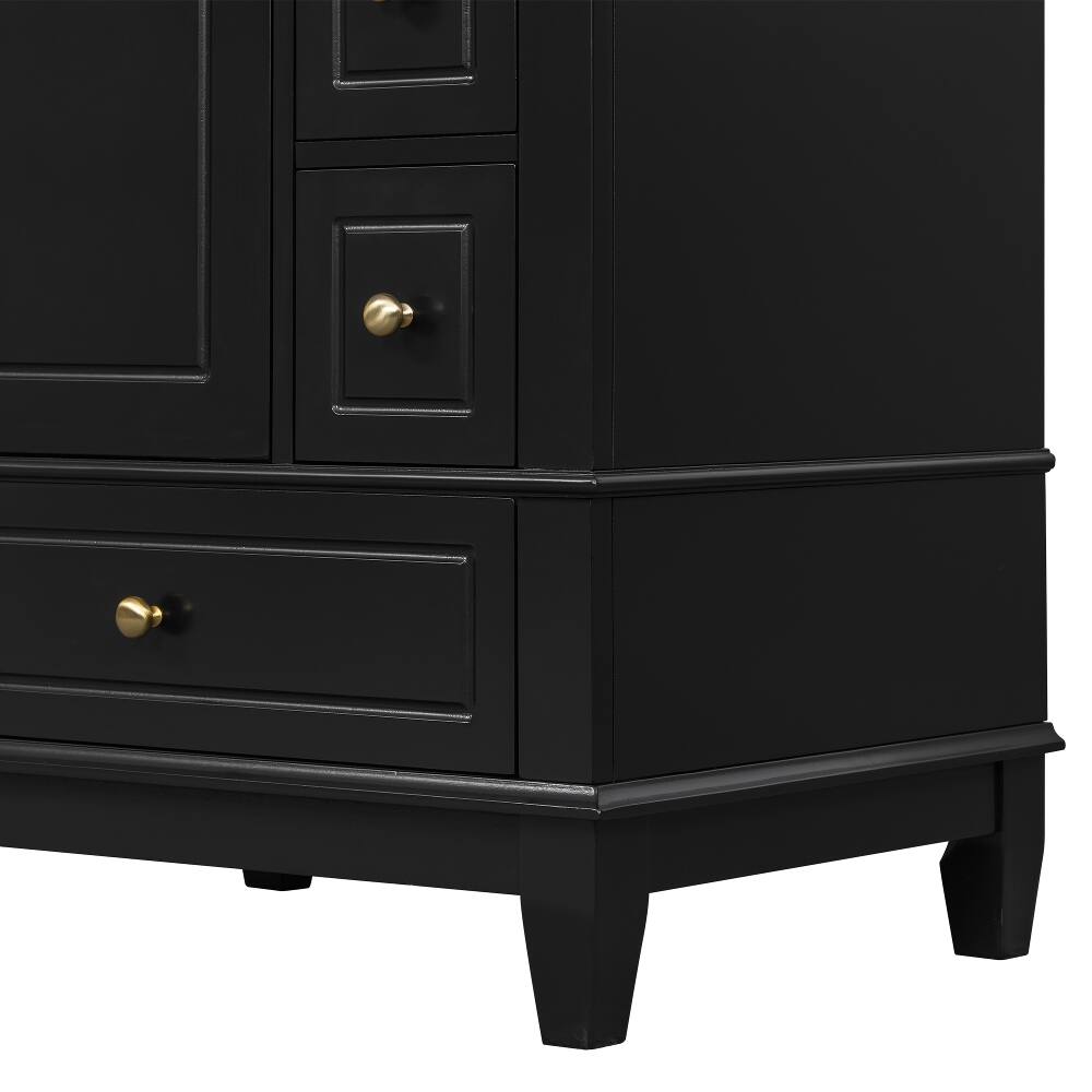 Angle. Loheer - Loheer 24 Inch Bathroom Vanity with Sink, Black Freestanding Vanity Cabinet, Solid Wood Base - Black.