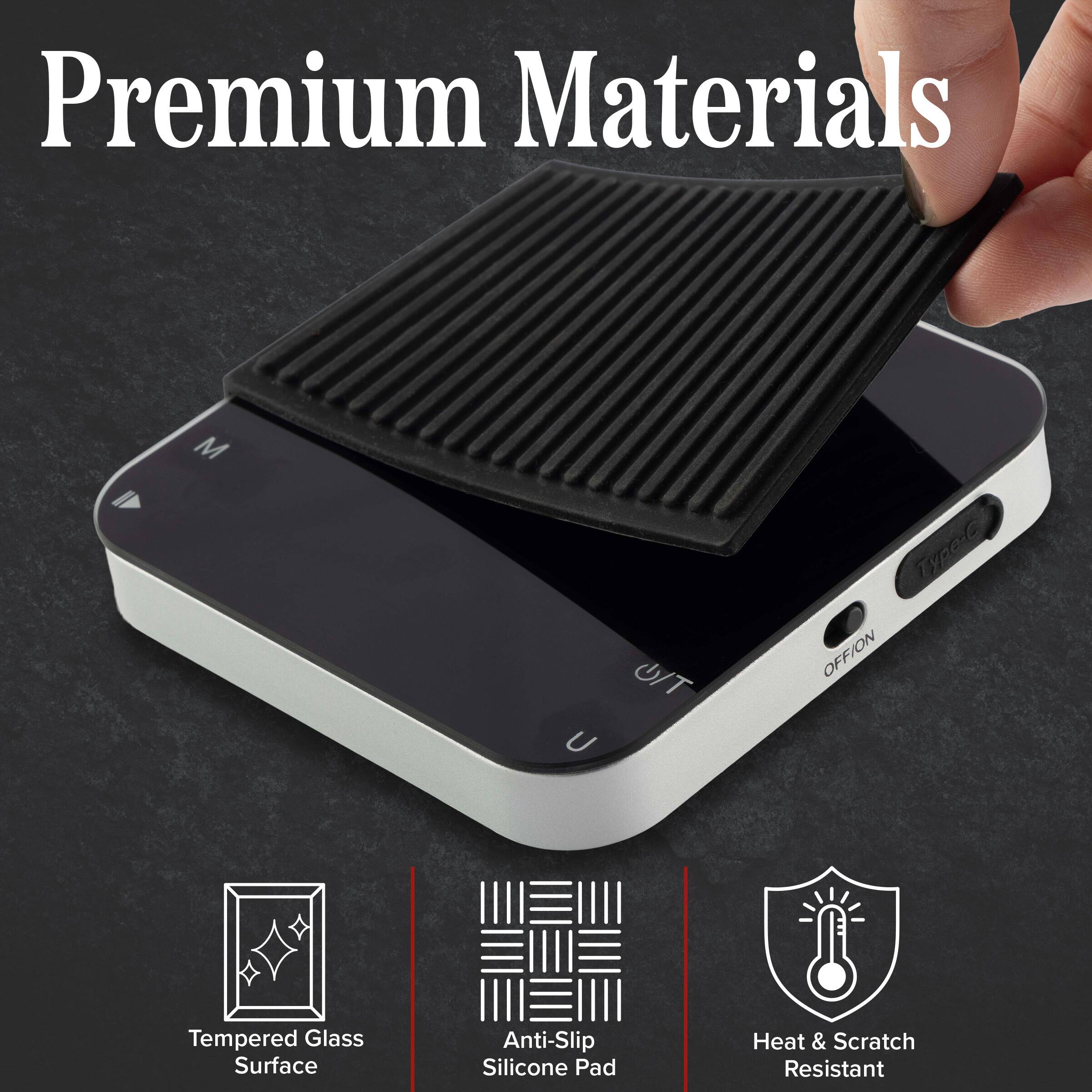 Premium Materials

Tempered Glass Surface
Anti-Slip Silicone Pad
Heat & Scratch Resistant