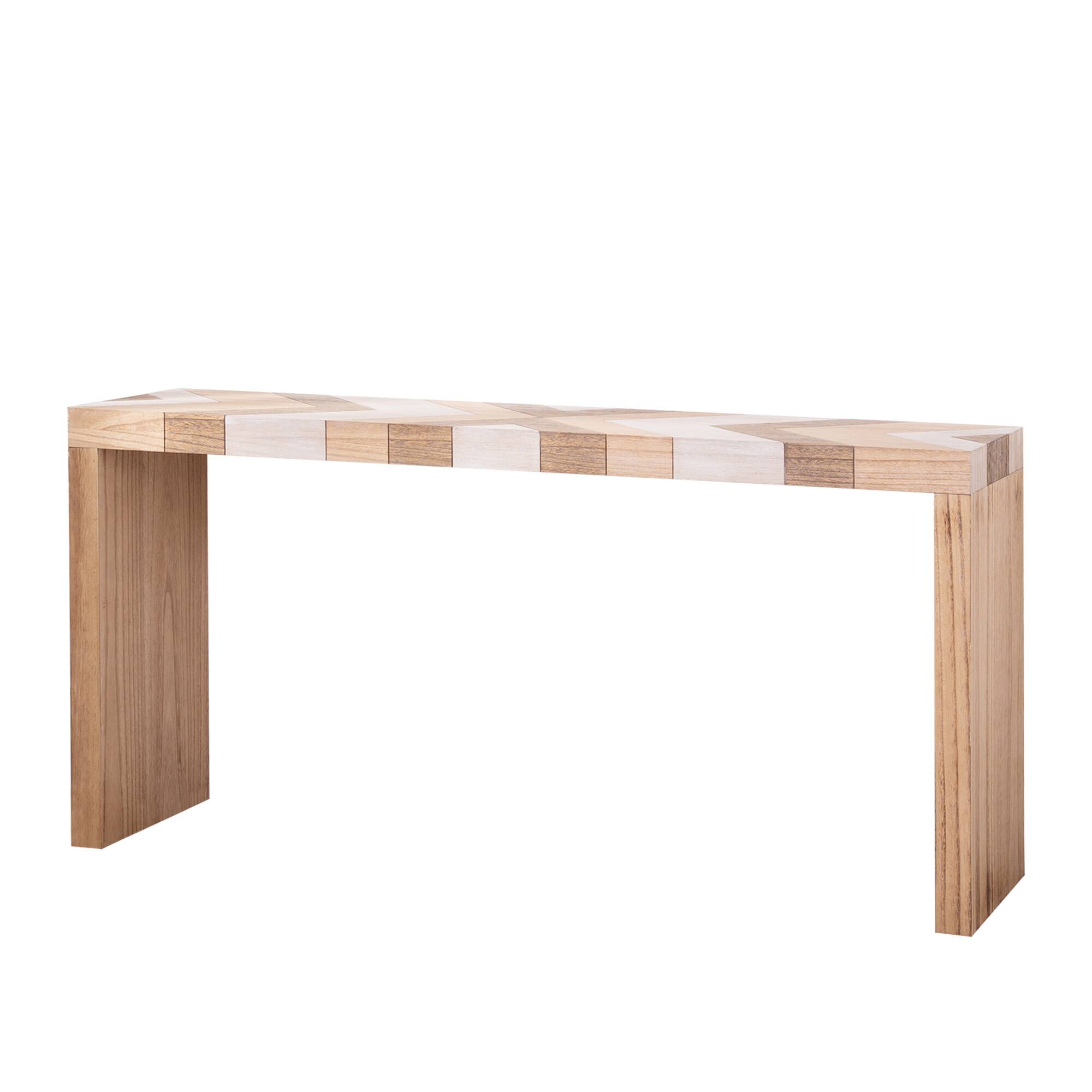 Back. TinyHomie - Modern Console Table 62in Long Entryway Table with Chevron Patterned Top Manufactured Wood Sofa Table for Hallway - Multi.