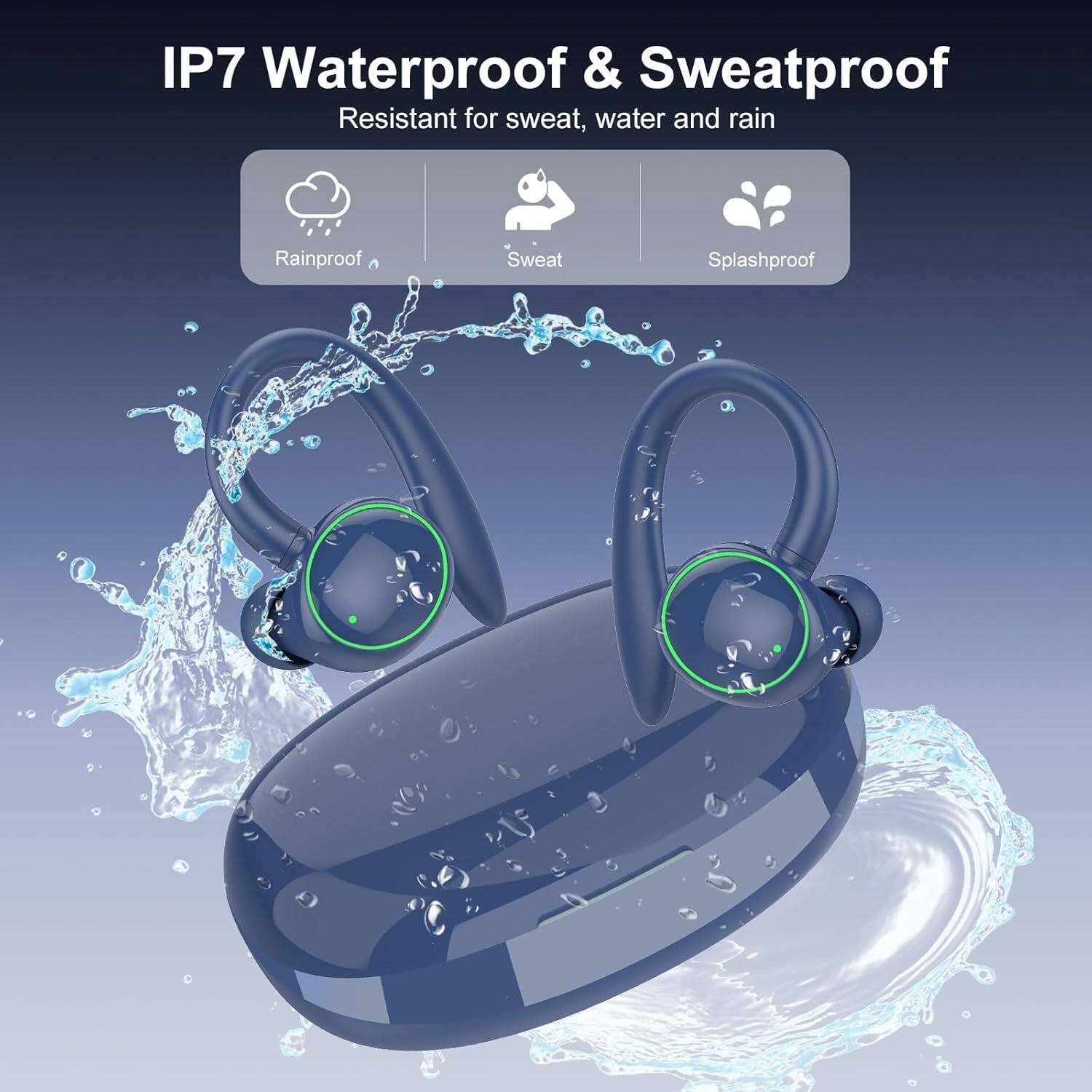 IP7 Waterproof & Sweatproof  
Resistant for sweat, water and rain  
Rainproof  
Sweat  
Splashproof