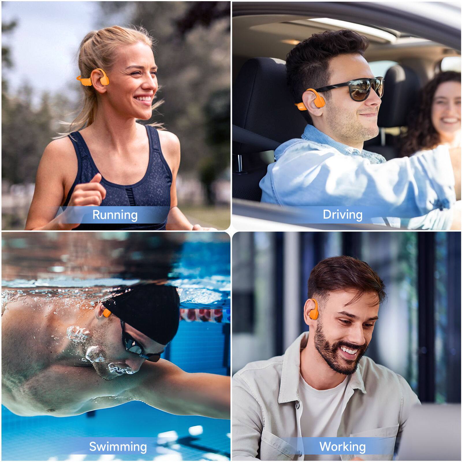 Running  
Driving  
Swimming  
Working