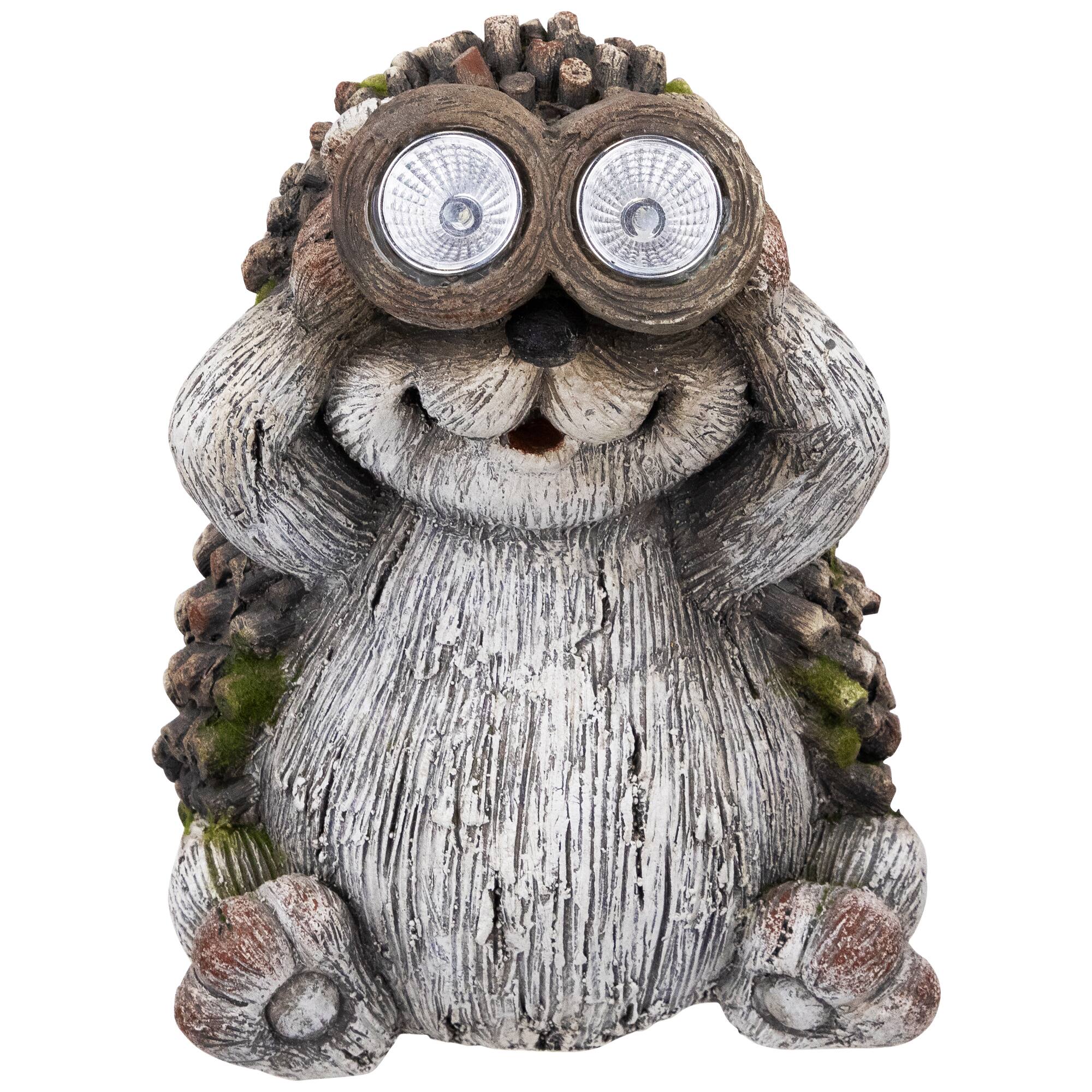 Alt View 1. Northlight - Hedgehog with Binoculars Outdoor Solar Lighted Garden Statue - 11.5" - Gray.