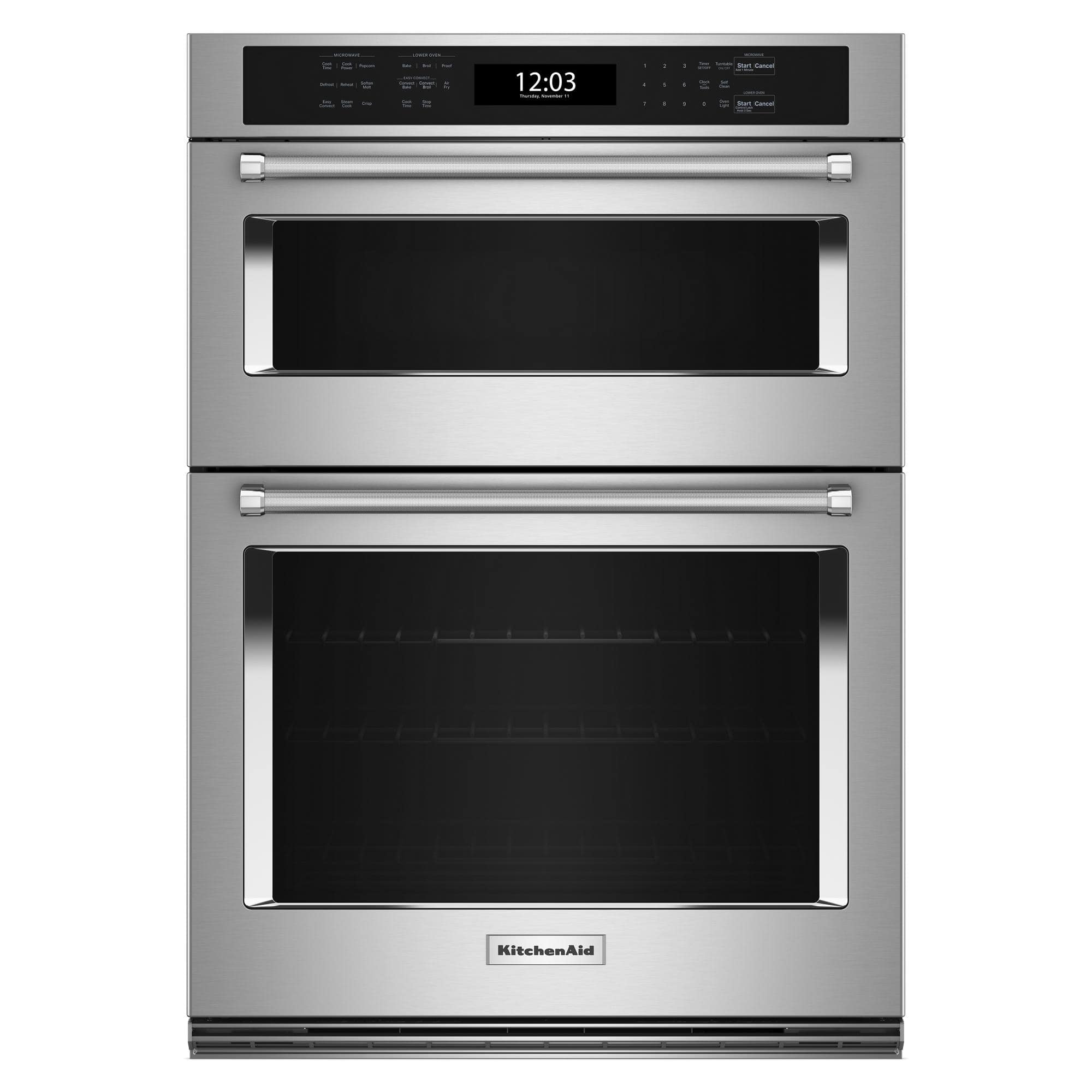 KitchenAid - 27" Built-In Electric Convection Double Wall Combination with Microwave and Air Fry Mode - Stainless Steel - Front_Zoom