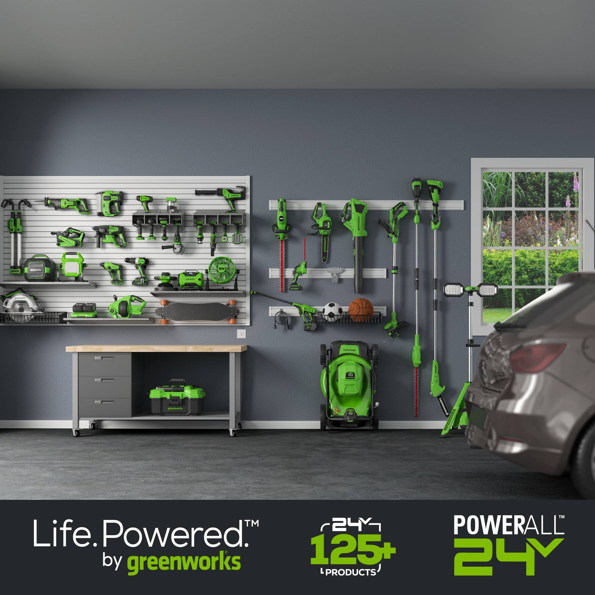 Life. Powered.  
by greenworks  

24V  
125+  
L PRODUCTS  

POWERALL  
24V