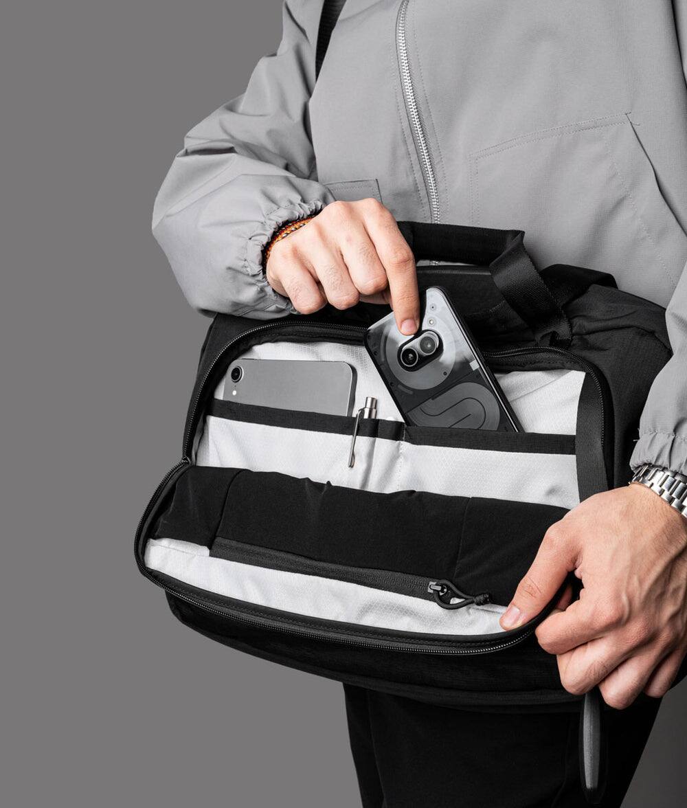 Alt View 6. ALPAKA - Bravo Brief 16 Inch Laptop Briefcase,Messenger Bag for Men and Women, Business Shoulder Bag for Work Travel - Black Axoflux 400D Ripstop Nylon.