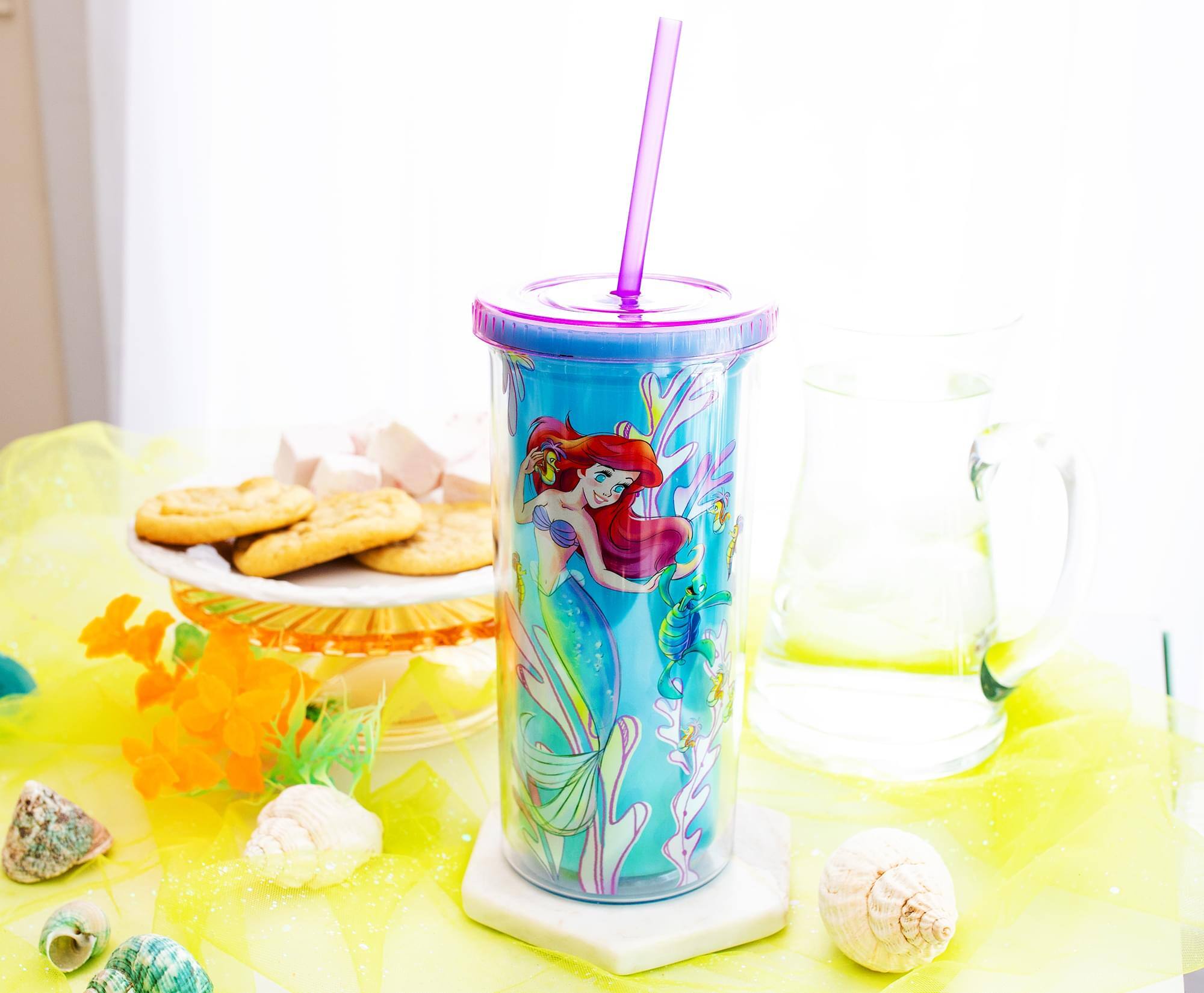 Alt View 2. Silver Buffalo - Disney The Little Mermaid Ariel and Friends Color-Changing Plastic Tumbler - Blue.