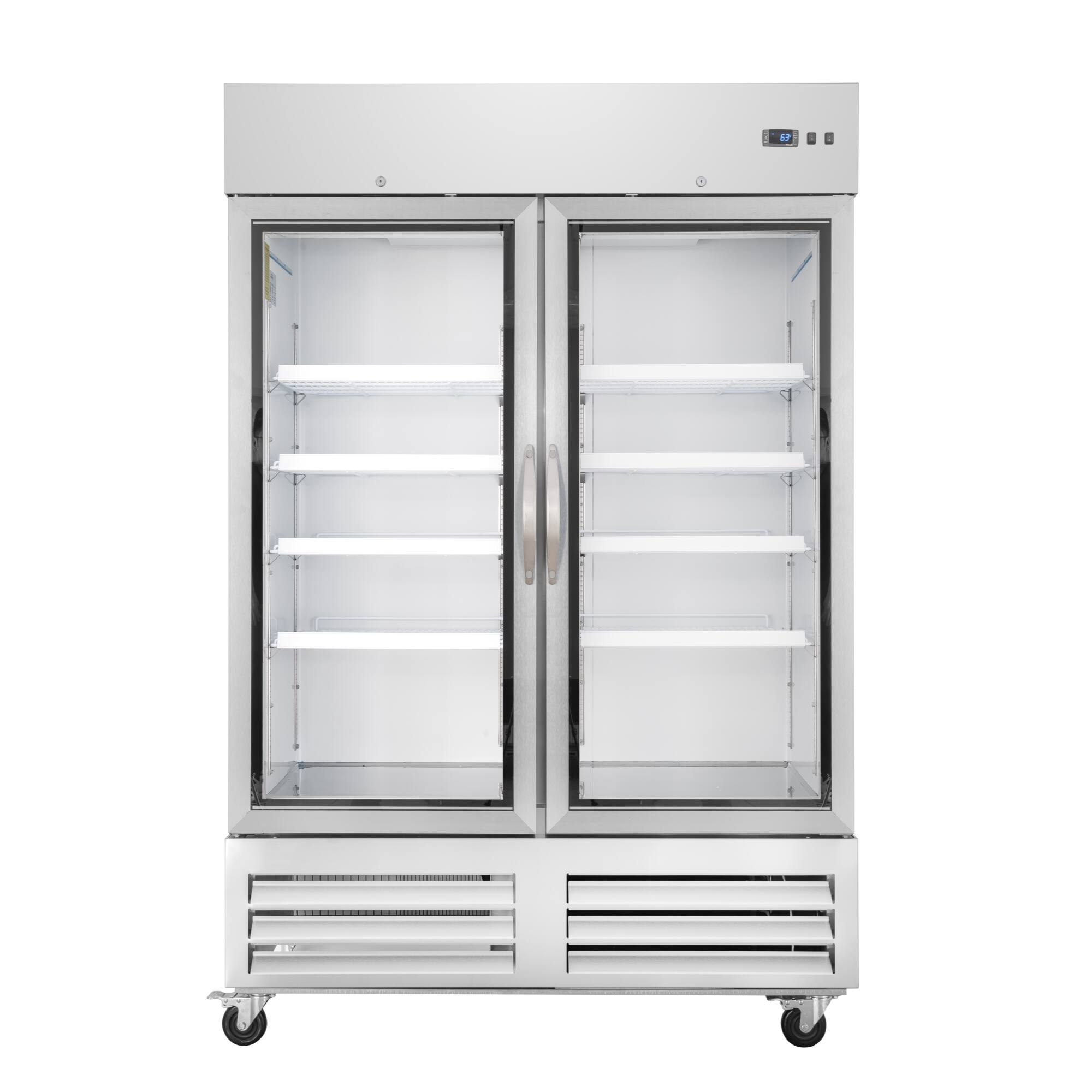 Front. Koolmore - 54 in. Commercial Two Glass Door Convertible Reach-In Refrigerator/Freezer with 49 Cu. Ft. Capacity in Stainless Steel, - Stainless steel.