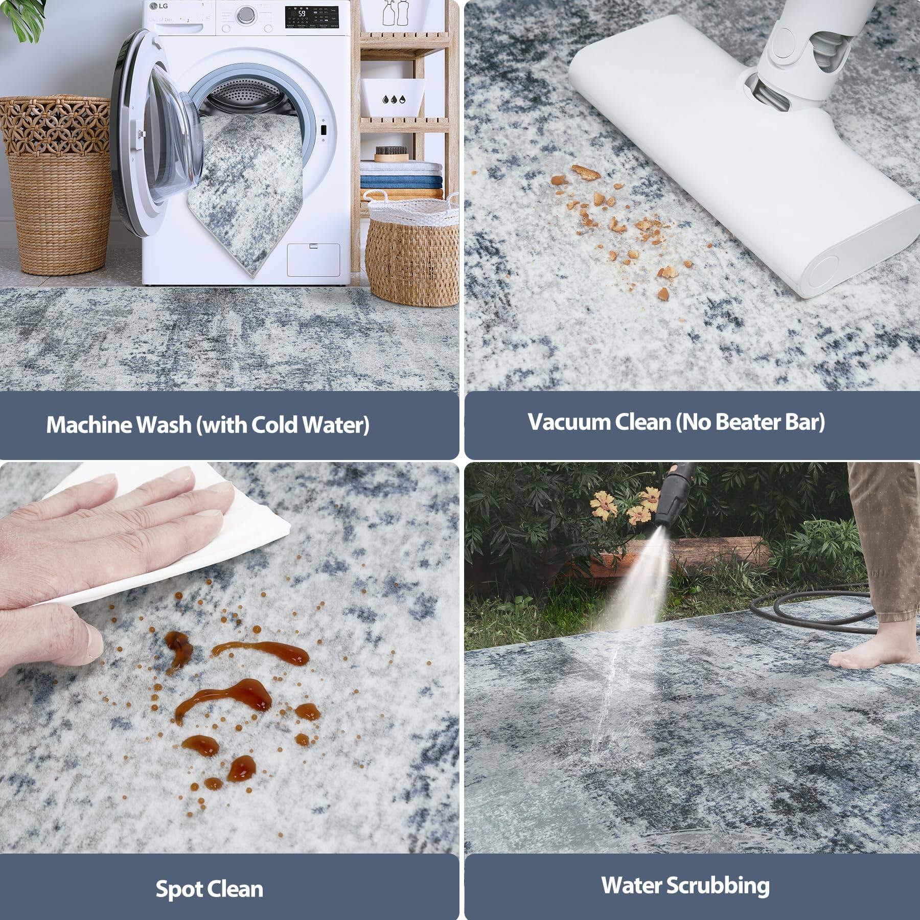 - Machine Wash (with Cold Water)
- Vacuum Clean (No Beater Bar)
- Spot Clean
- Water Scrubbing